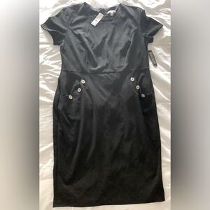 NWT NYC Women’s Knee Length Black Dress, Short Sleeve, 3-Button Pockets; Size XL